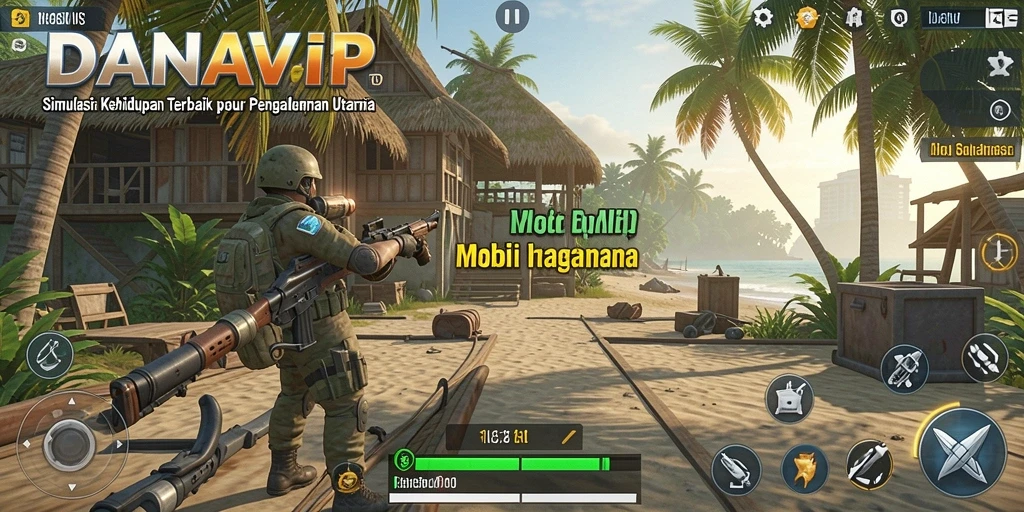 Screenshot permainan <strong>DANAVIP</strong> menampilkan pengalaman simulasi yang mendalam dan interaksi karakter.