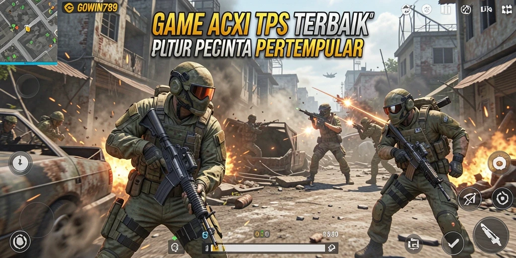 Tampilan gameplay GOWIN789 dengan aksi menegangkan di medan perang.