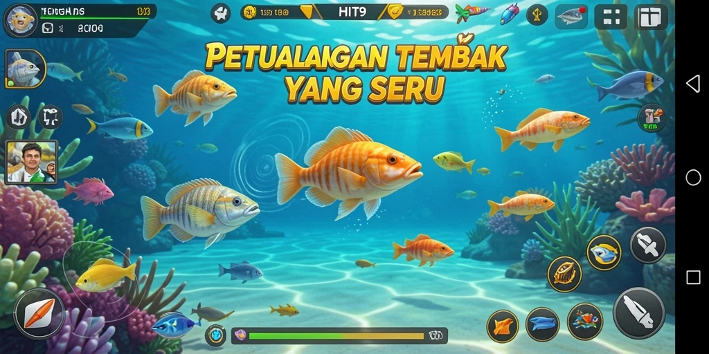 Screenshot tampilan gameplay menembak ikan di HIT9 yang seru.