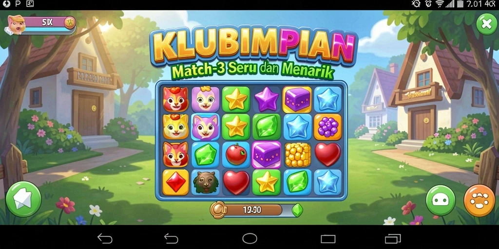 Gameplay seru dari KLUBIMPIAN dalam genre Match-3.