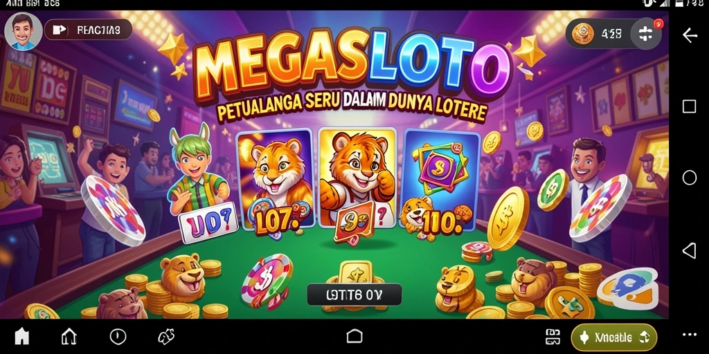 Tampilan gameplay MEGASLOTO yang mendebarkan dan penuh warna.